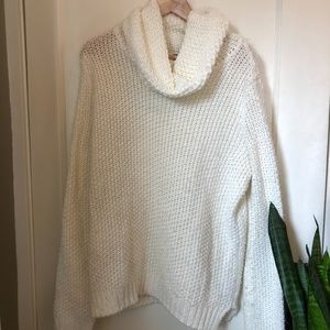 white turtle neck women's sweater